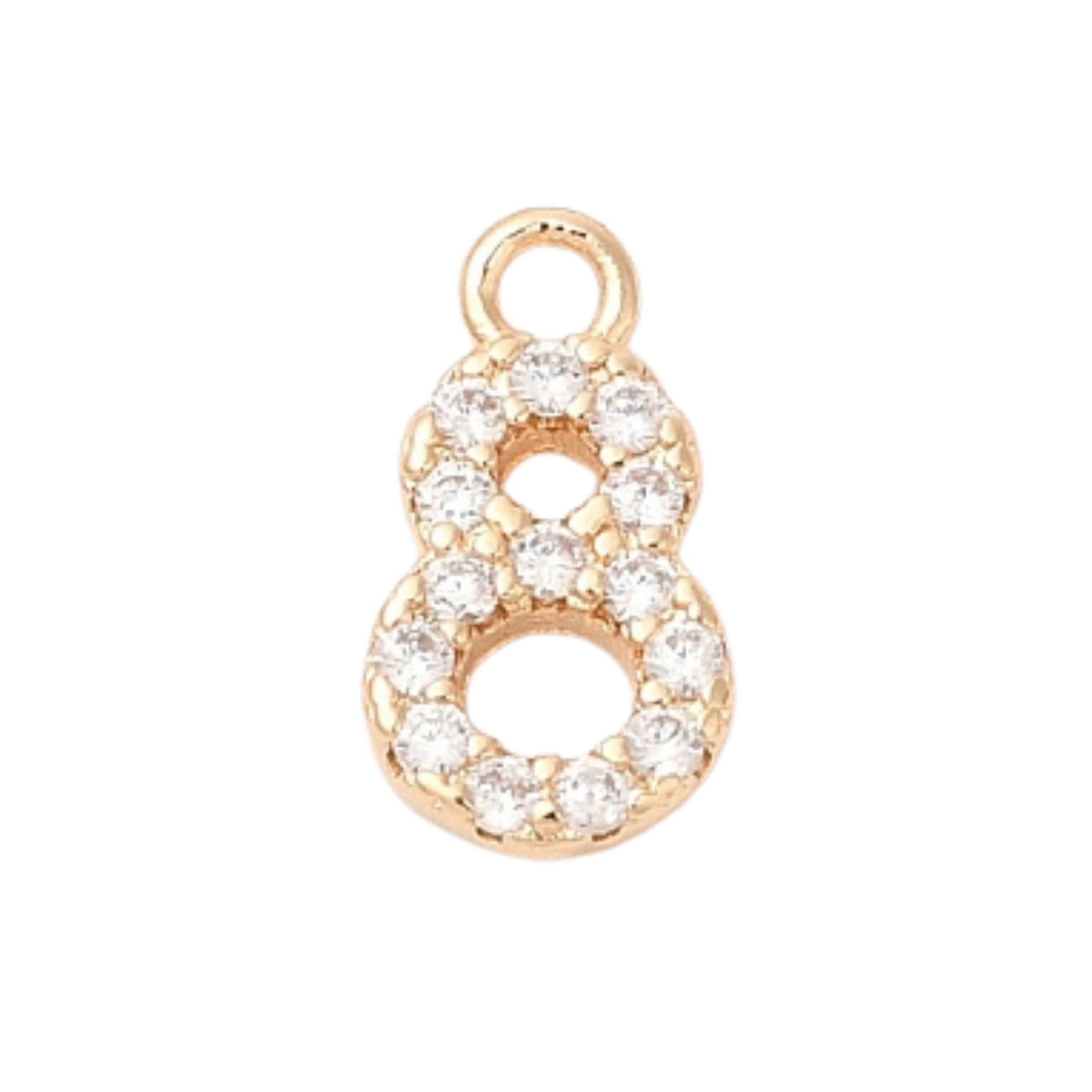 18k Gold Plated Brass Rhinestone Number Charm Individual Numbers