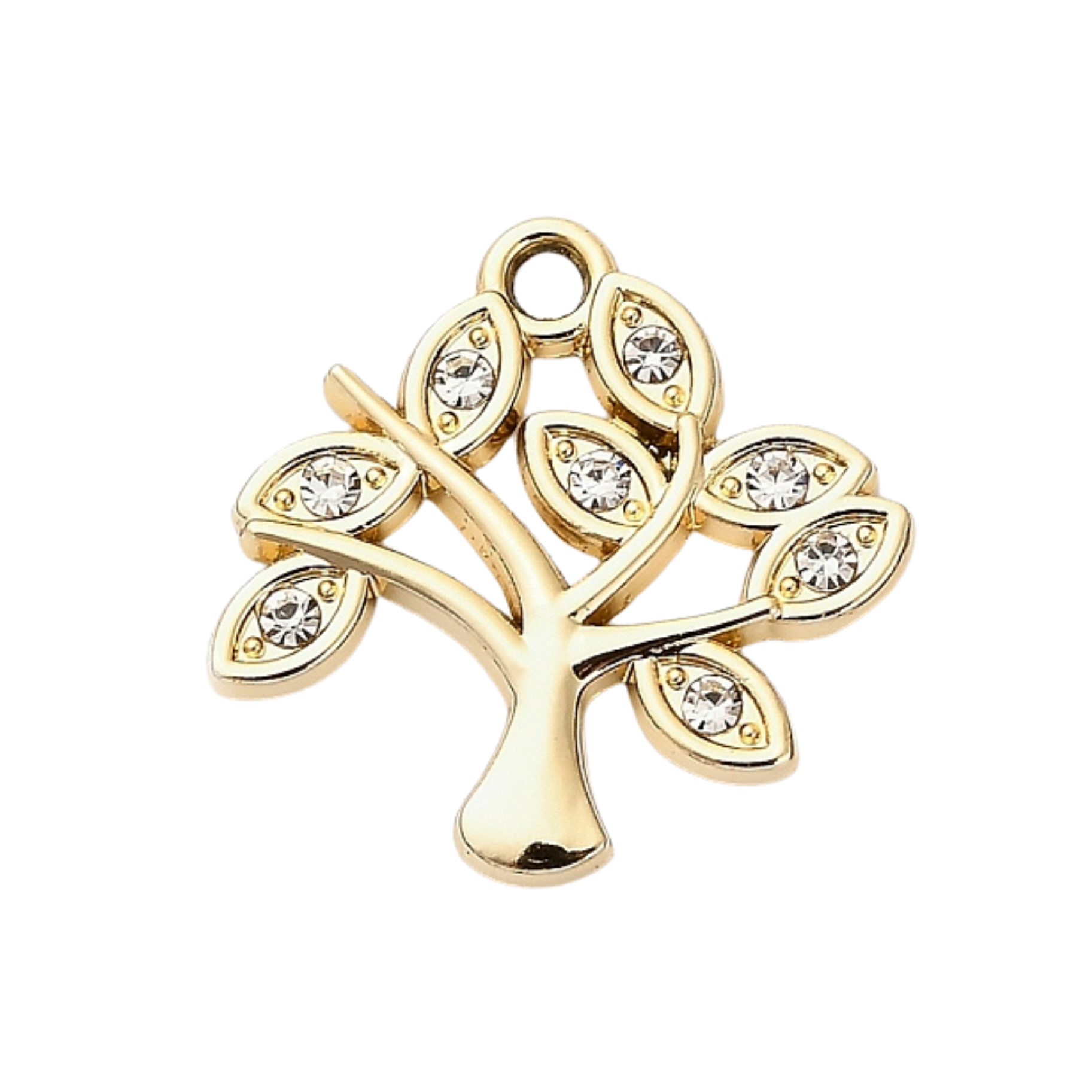 Gold Alloy Rhinestone Tree Charm