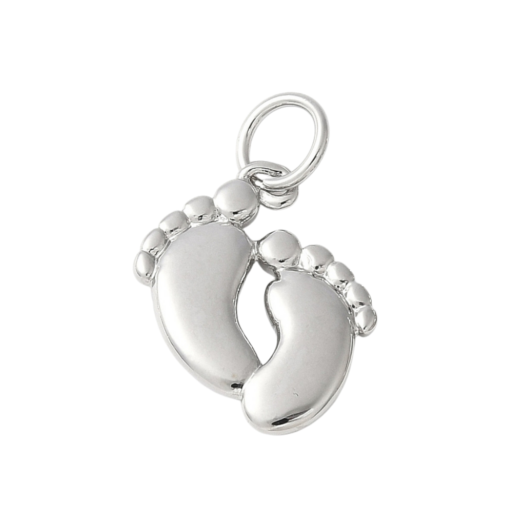 Silver Brass Baby Feet Charm