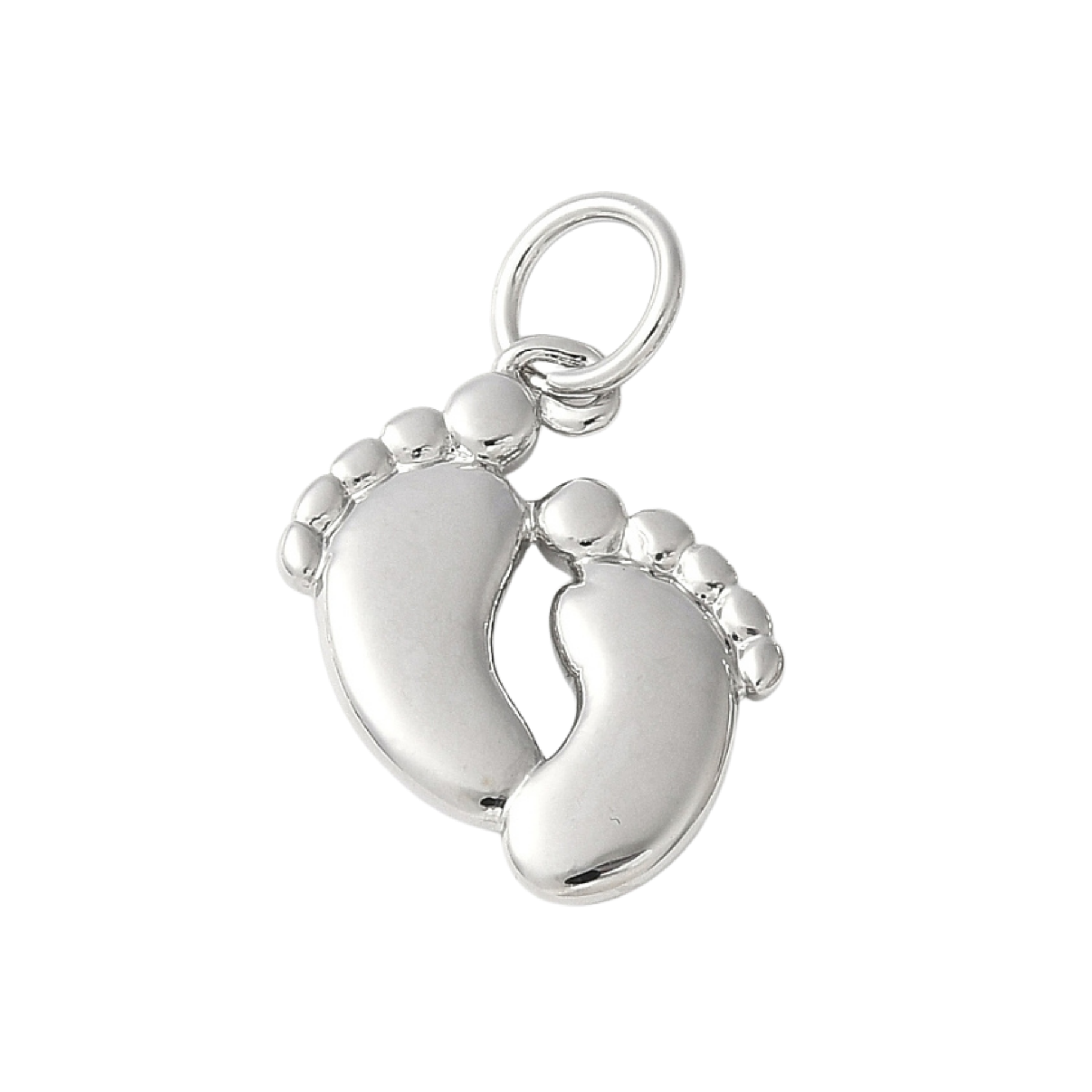 Silver Brass Baby Feet Charm