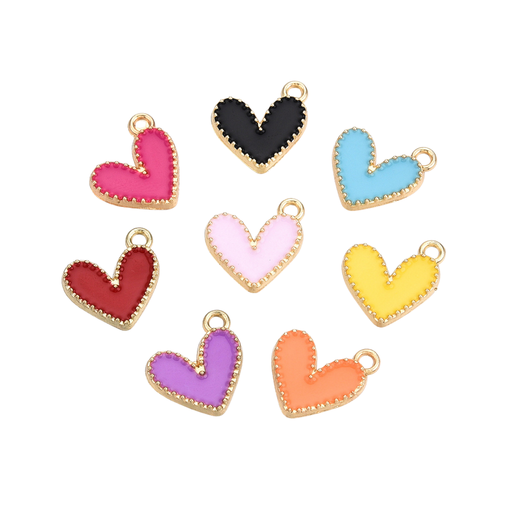Gold Alloy Colorful Heart Charm
