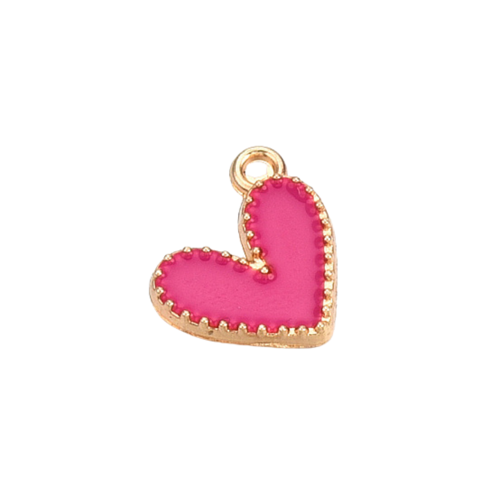 Gold Alloy Colorful Heart Charm