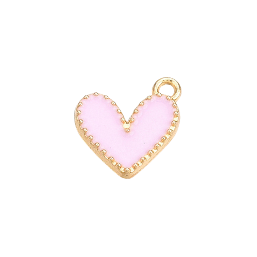 Gold Alloy Colorful Heart Charm