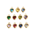 18k Gold PVD Stainless Steel Assorted Birthstone Heart Charm