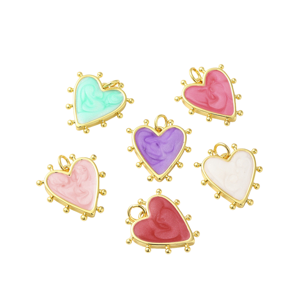 18k Gold Plated Brass Studded Heart Charm
