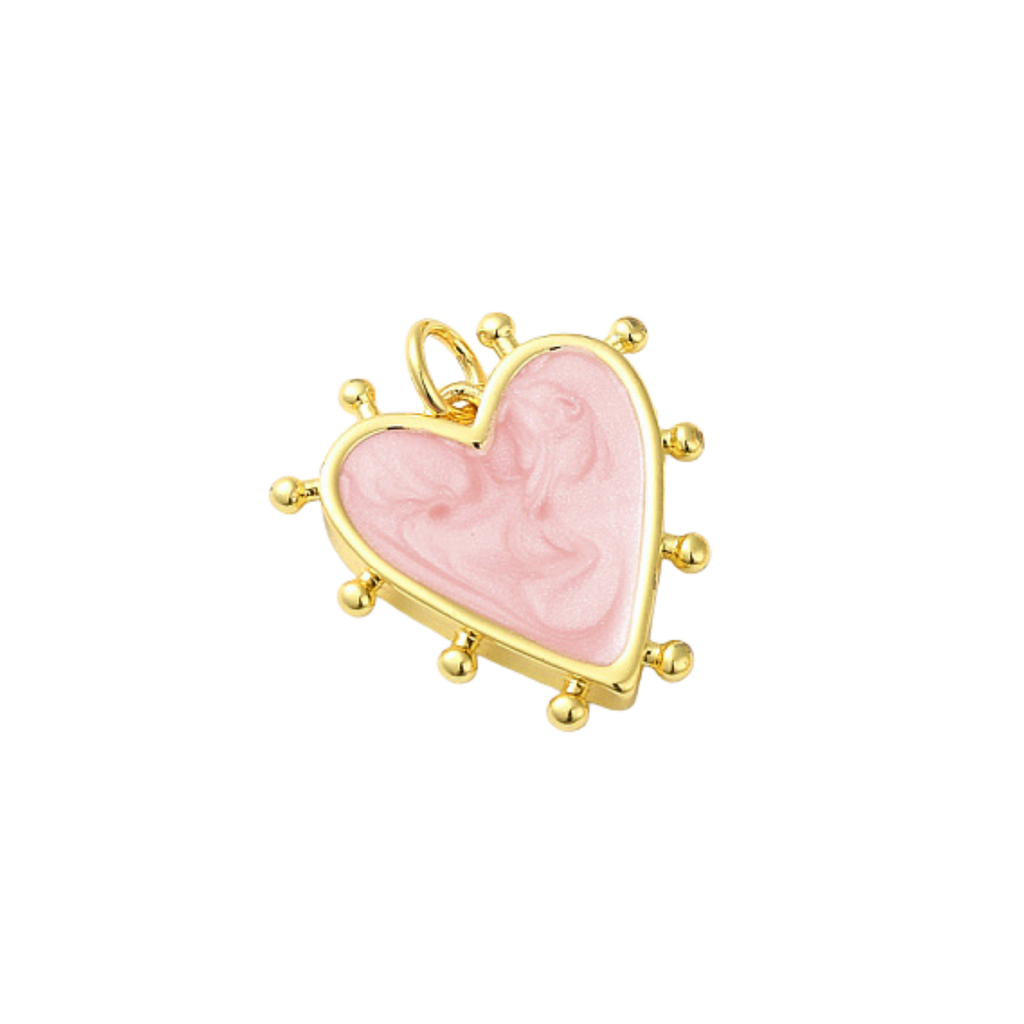 18k Gold Plated Brass Studded Heart Charm