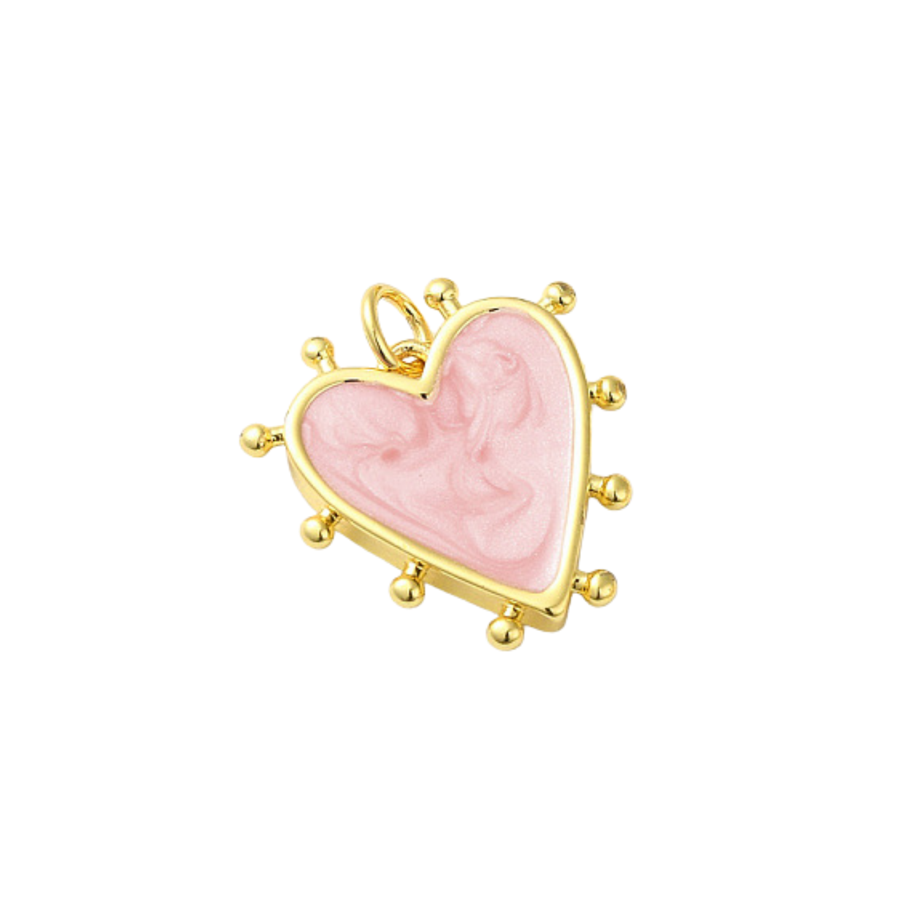 18k Gold Plated Brass Studded Heart Charm