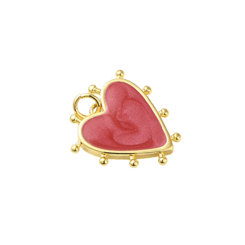 18k Gold Plated Brass Studded Heart Charm
