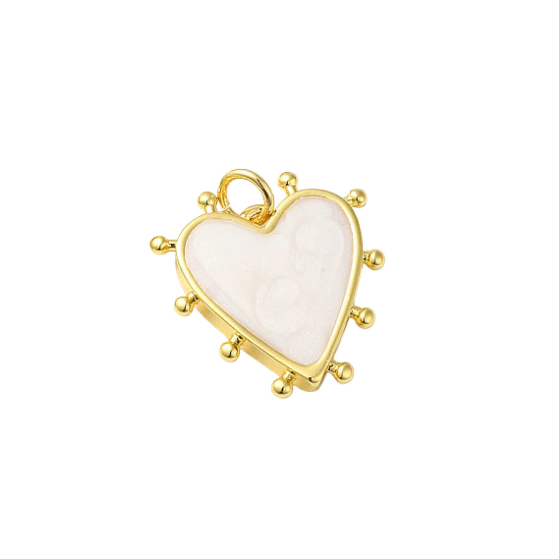 18k Gold Plated Brass Studded Heart Charm