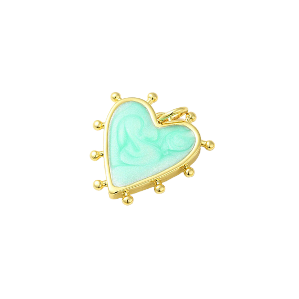 18k Gold Plated Brass Studded Heart Charm