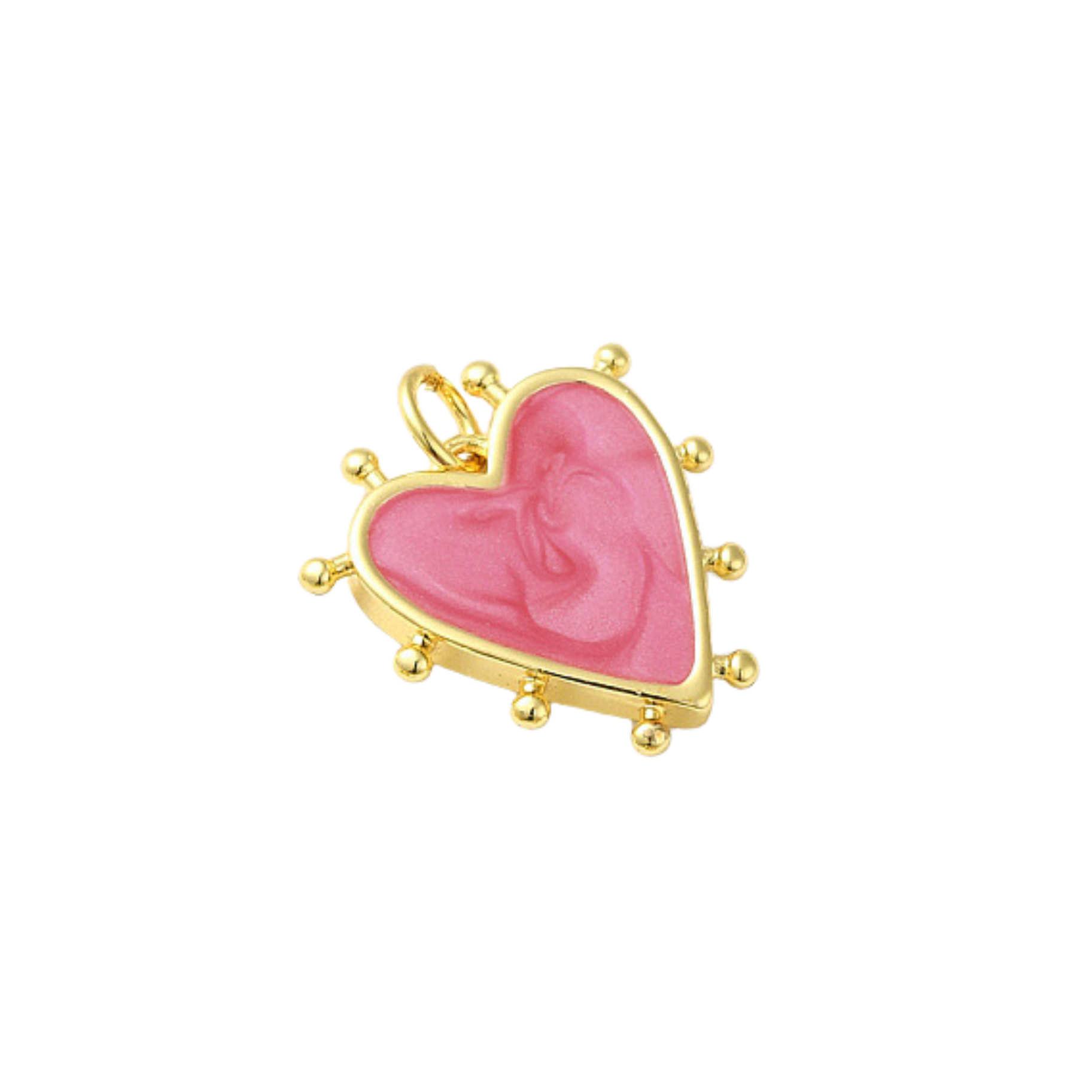 18k Gold Plated Brass Studded Heart Charm