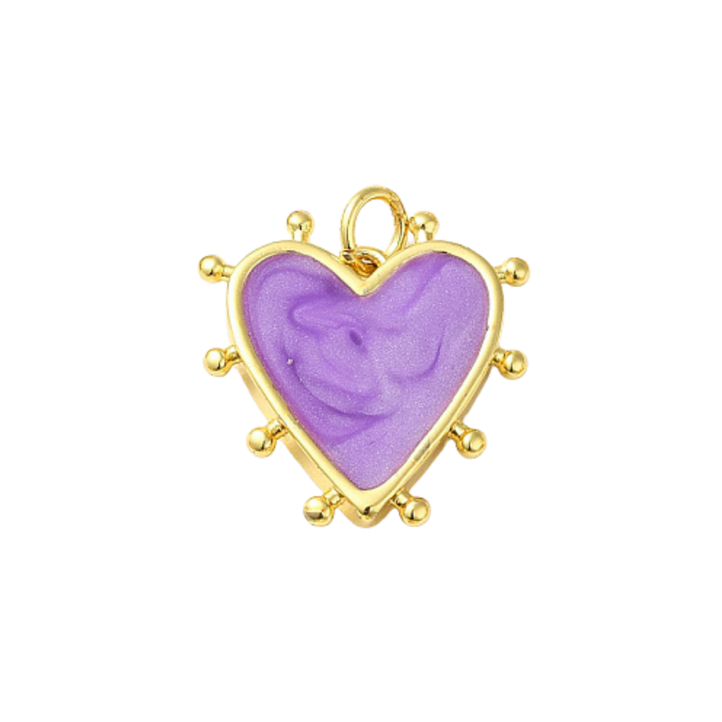 18k Gold Plated Brass Studded Heart Charm