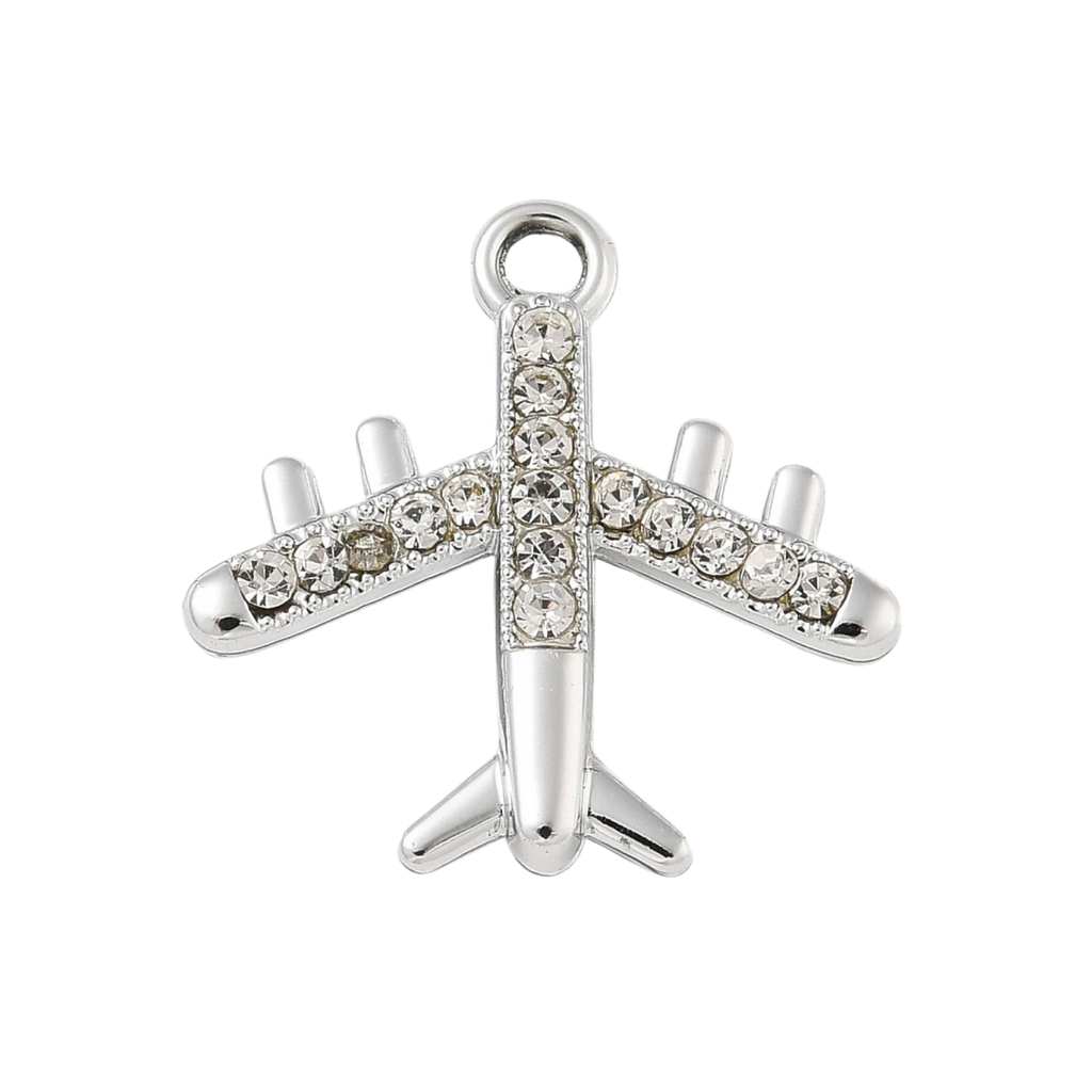 Silver Alloy Airplane Charm