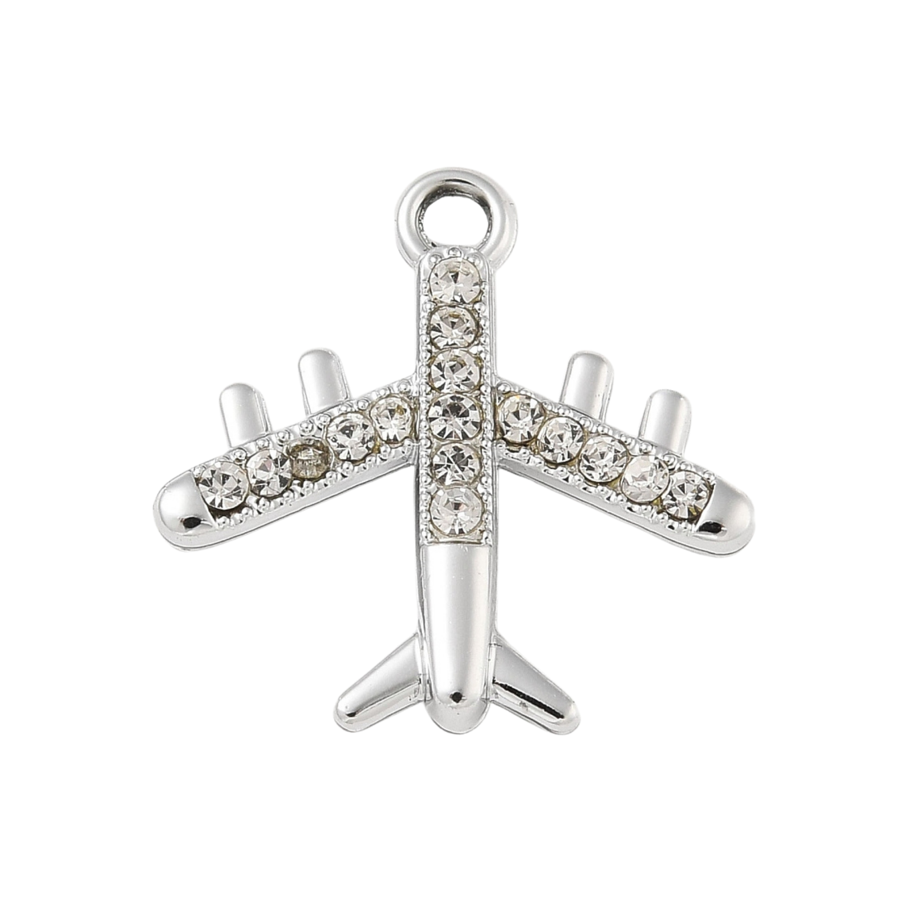 Silver Alloy Airplane Charm