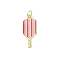 18k Gold Plated Brass Striped Pickleball Paddle Charm
