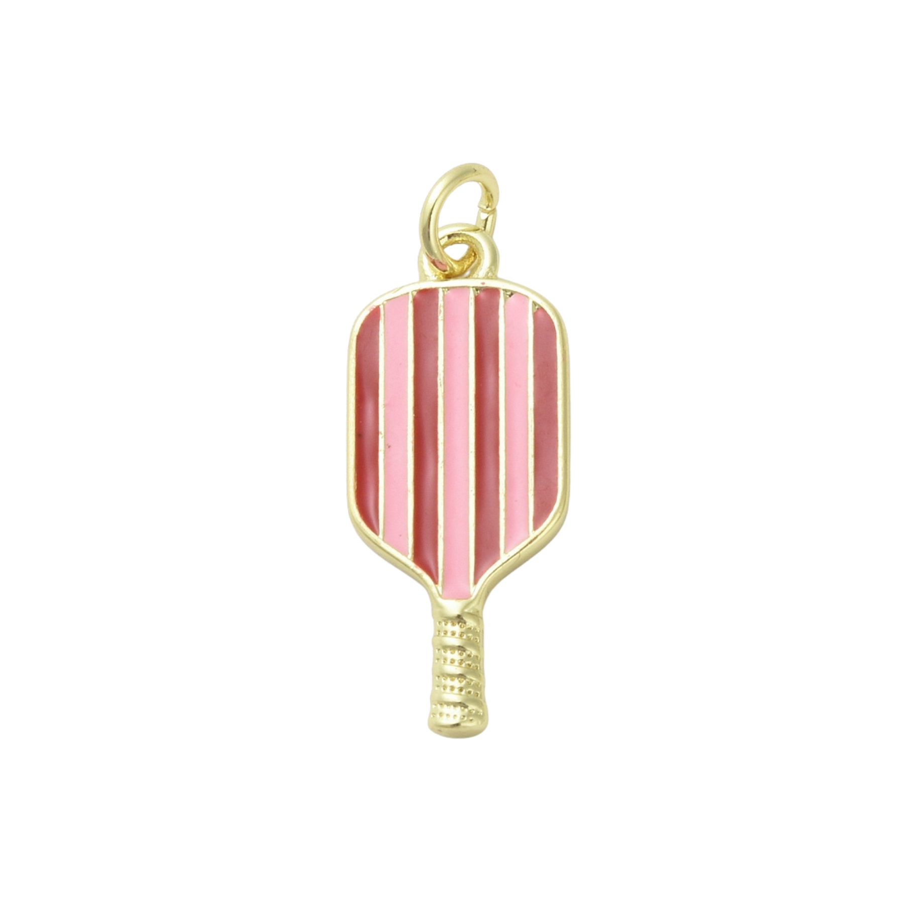 18k Gold Plated Brass Striped Pickleball Paddle Charm