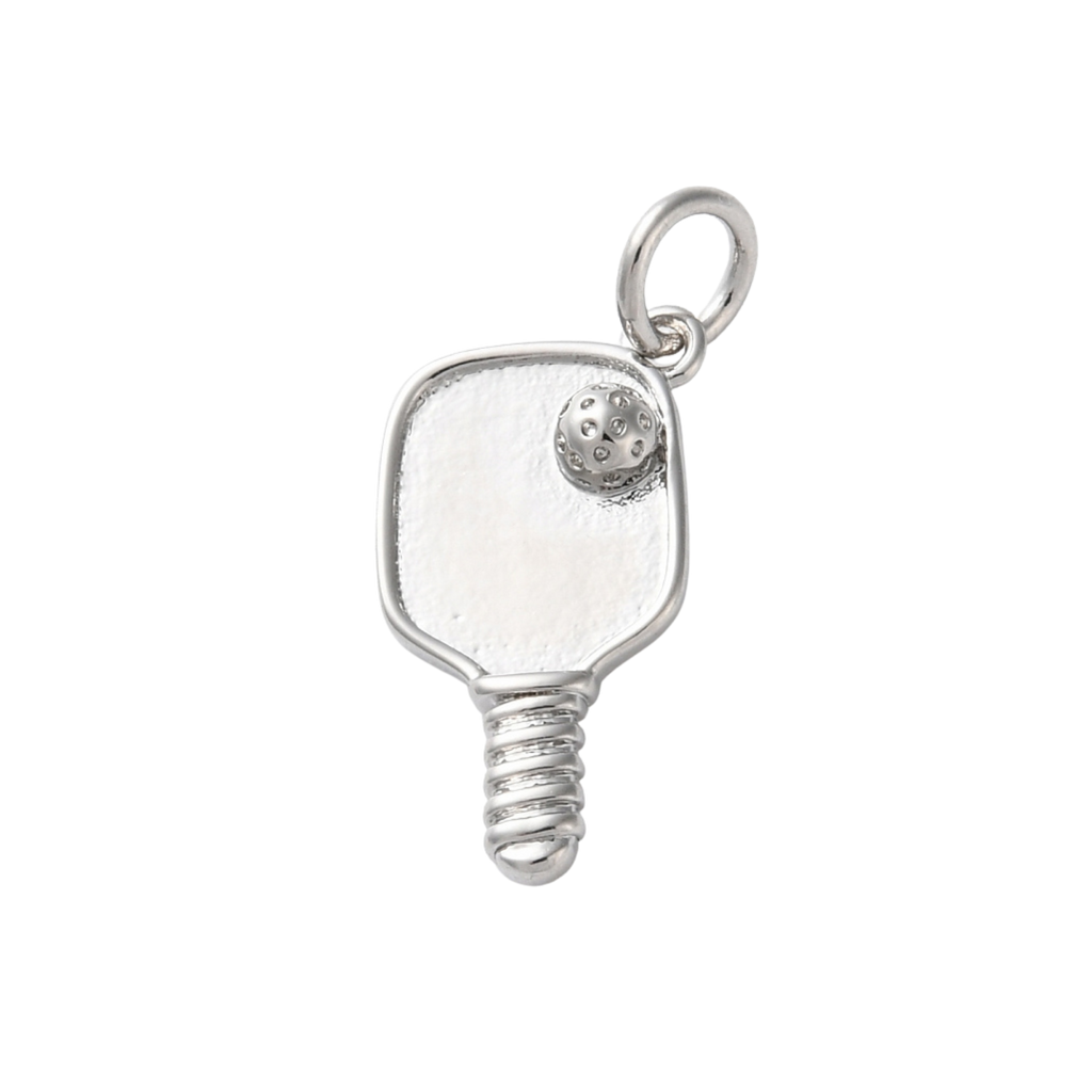 Silver Brass Pickleball Charm
