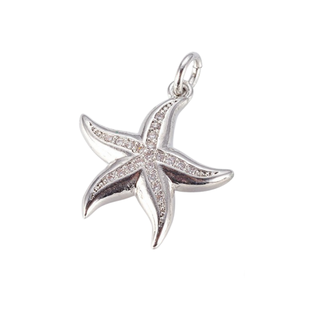 Silver Brass Starfish Charm