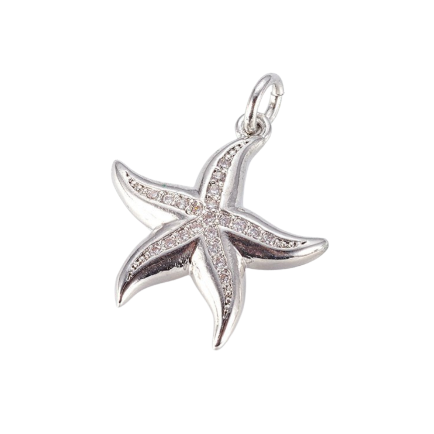 Silver Brass Starfish Charm
