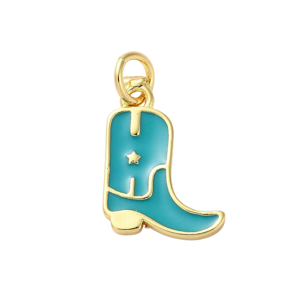 18k Gold Plated Brass Star Cowboy Boot Charm