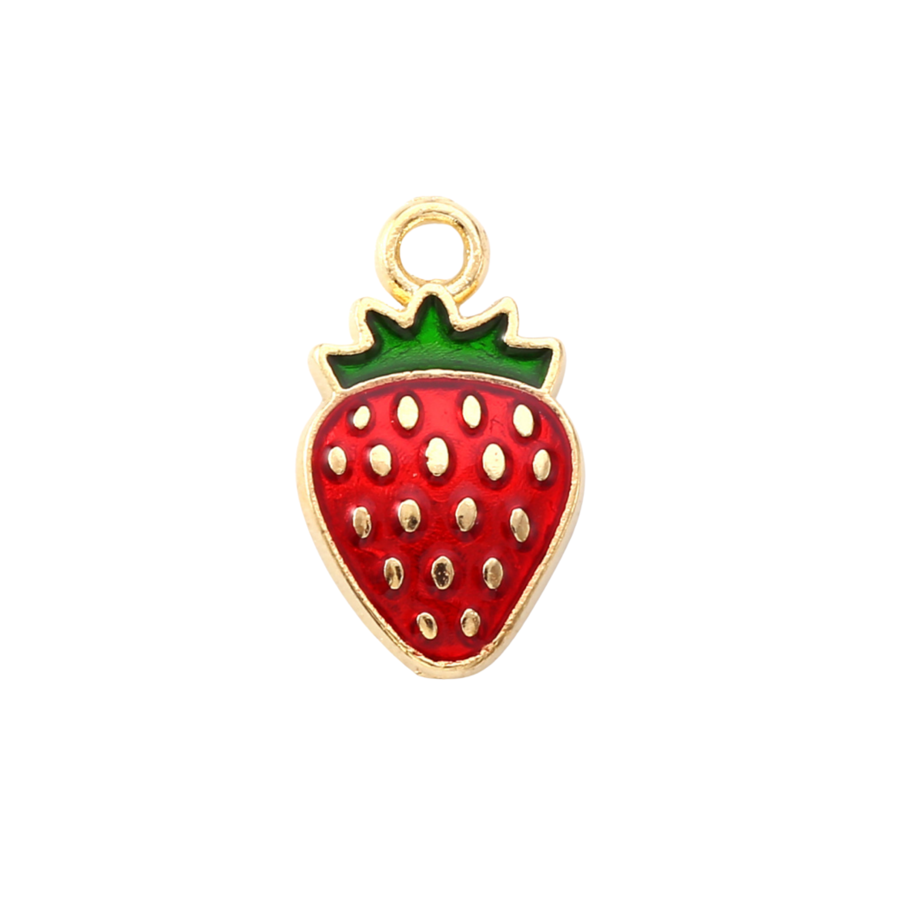 Gold Alloy Red Strawberry Charm