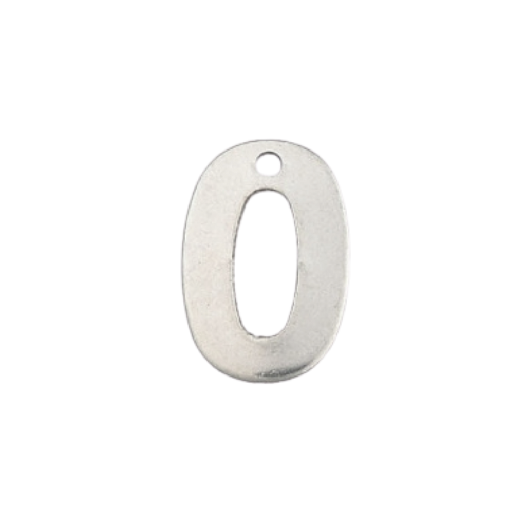 Silver Stainless Steel Number Charm Individual Numbers