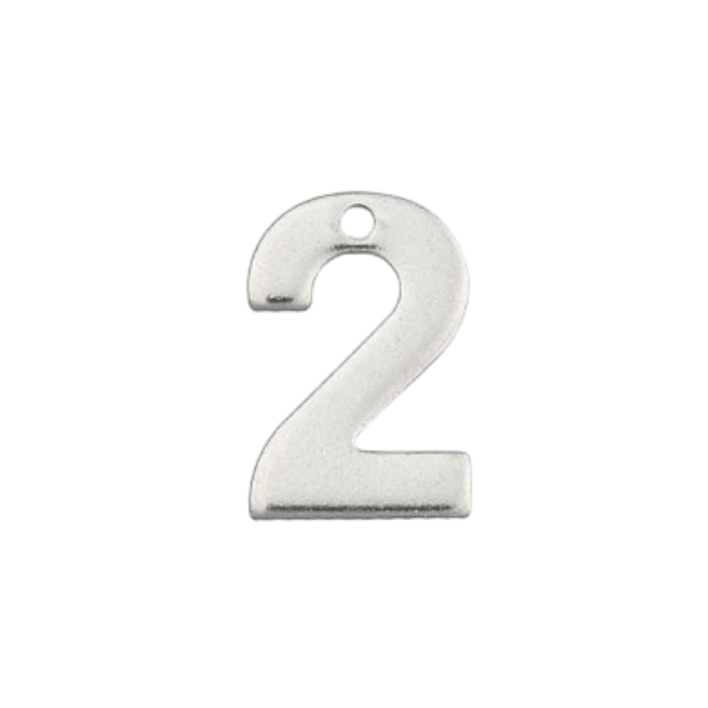 Silver Stainless Steel Number Charm Individual Numbers