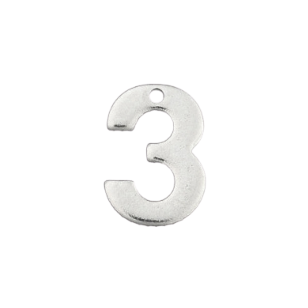 Silver Stainless Steel Number Charm Individual Numbers