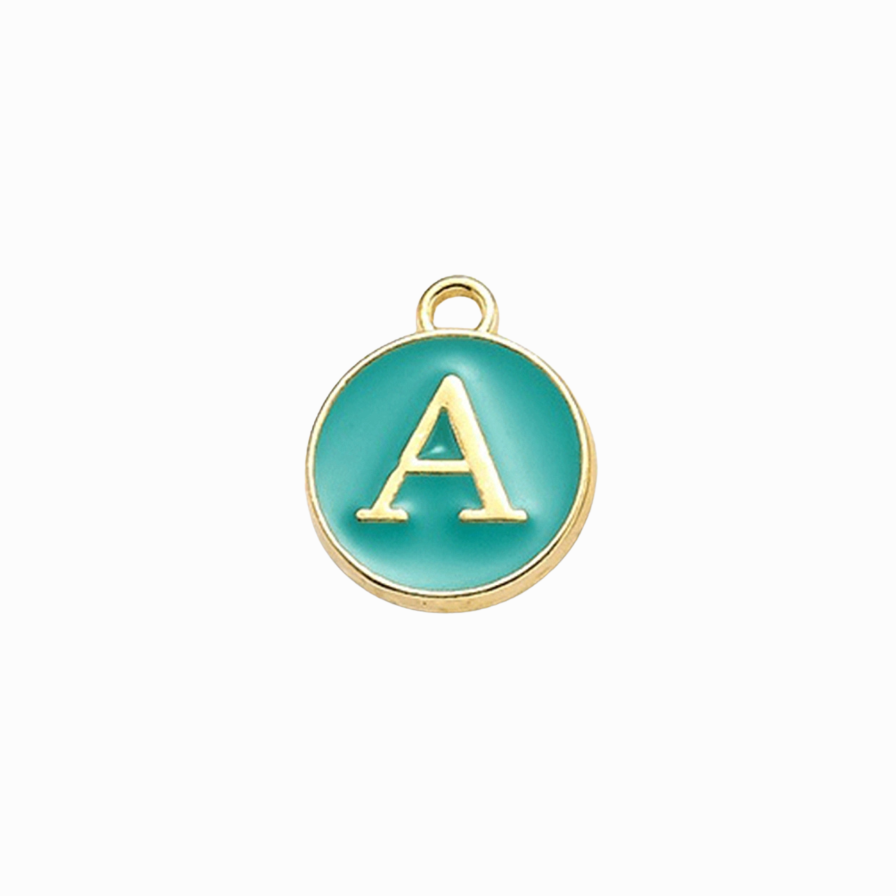 Gold Alloy Colorful Round Initial Charm Individual Letters