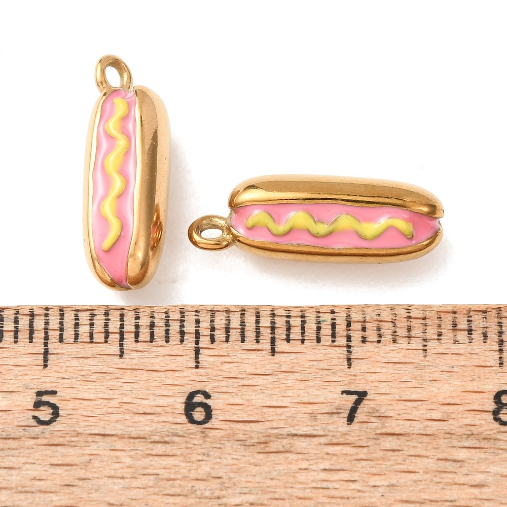 18k Gold Ion Plated Stainless Steel Hotdog Charm