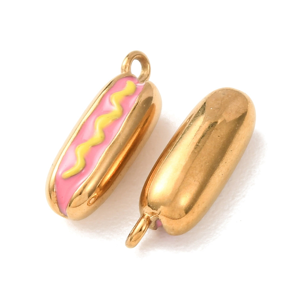 18k Gold Ion Plated Stainless Steel Hotdog Charm