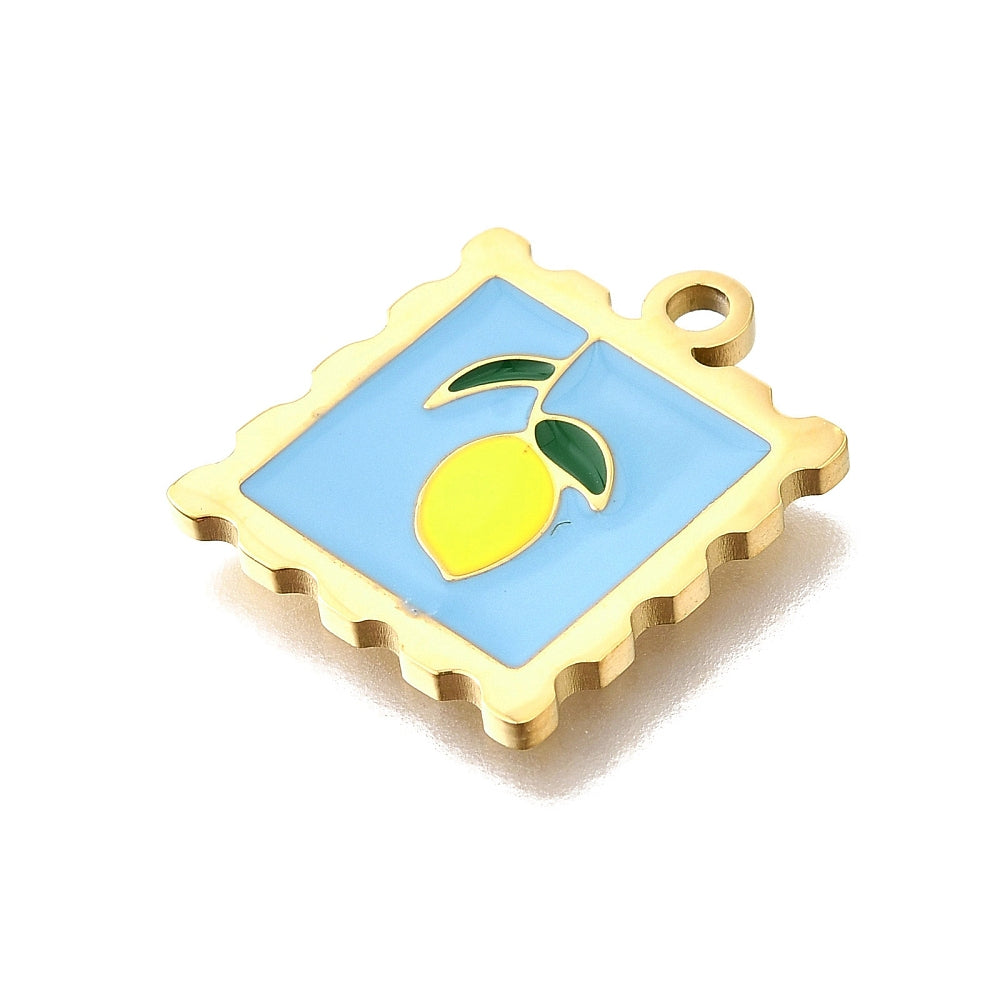 18k Gold PVD Stainless Steel Lemon Stamp Charm