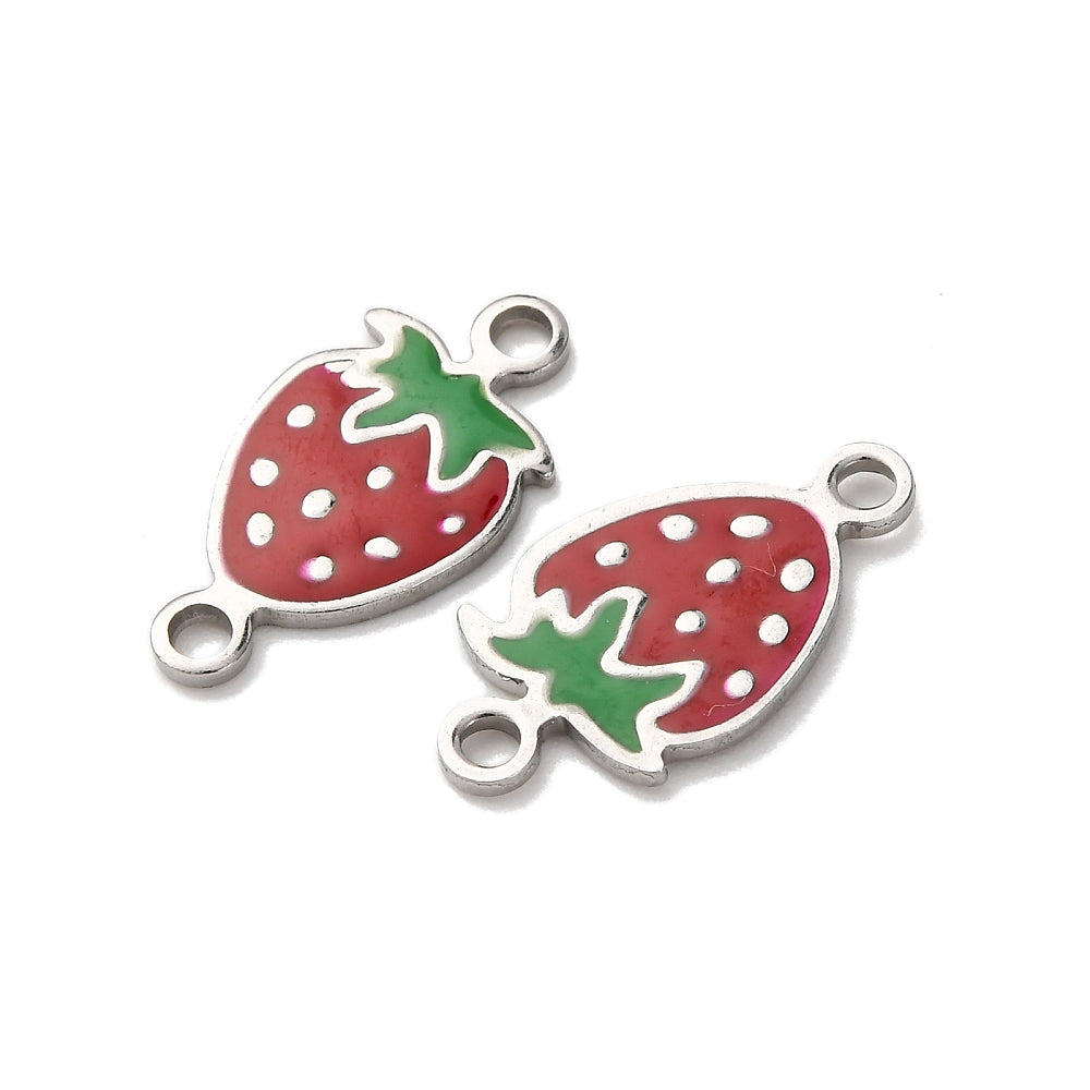 18k Gold Ion Plated Stainless Steel Strawberry Connector Charm