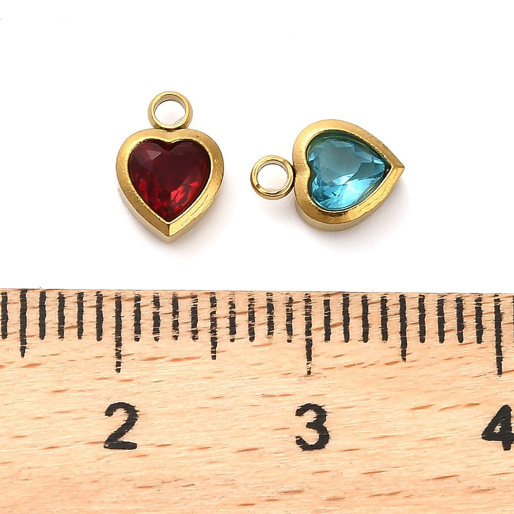 18k Gold PVD Stainless Steel Assorted Birthstone Heart Charm