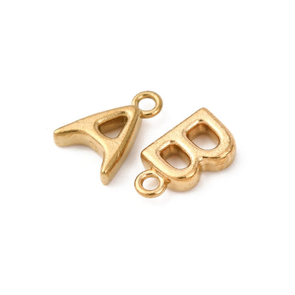 Stainless Steel Bold Gold Initial Letter Charm Set