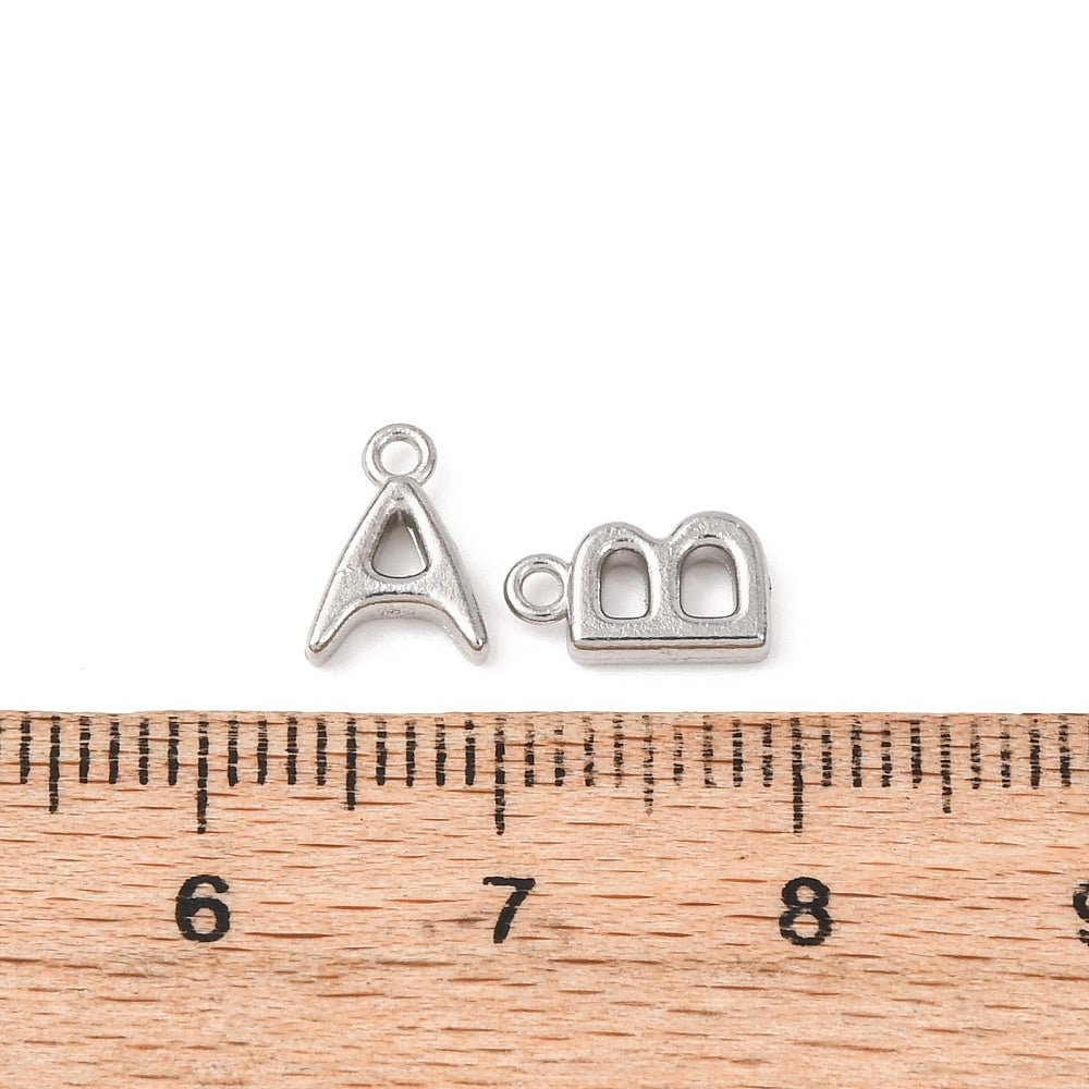 Silver Stainless Steel Bold Initial Letter Charm Full Set