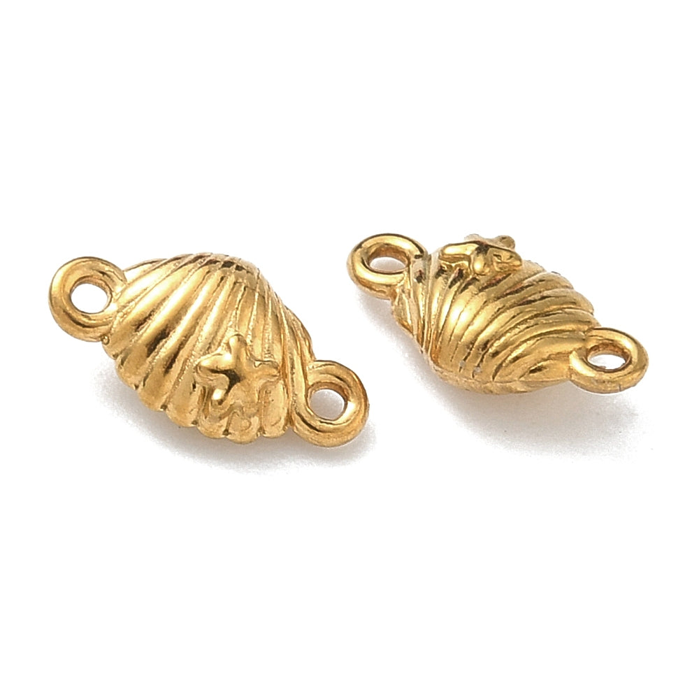 18k Gold Ion Plated Stainless Steel Seashell Connector Charm