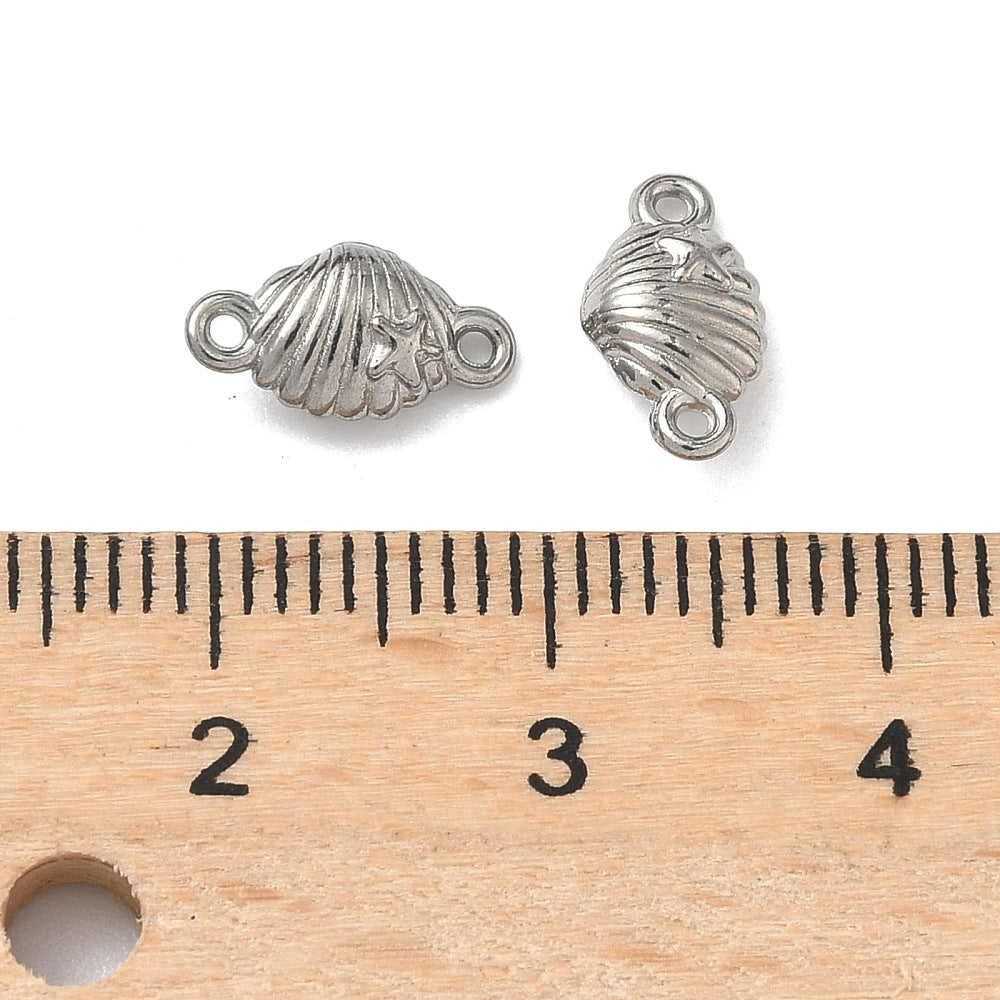 Silver Stainless Steel Seashell Connector Charm