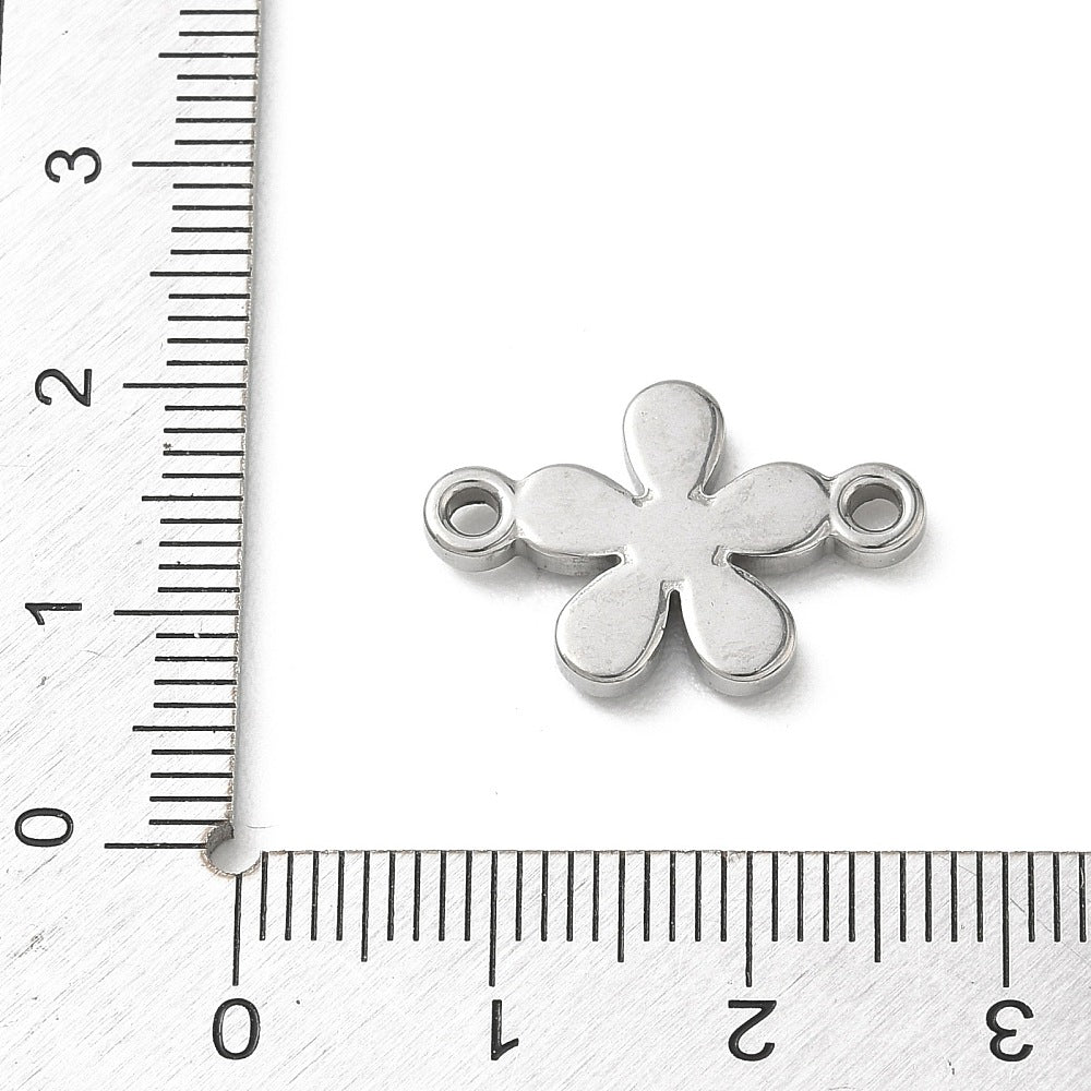 Silver Stainless Steel Assorted Flower Connector Charm