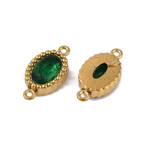 18k Gold Ion Plated Stainless Steel Assorted Cubic Zirconia Connector Charm