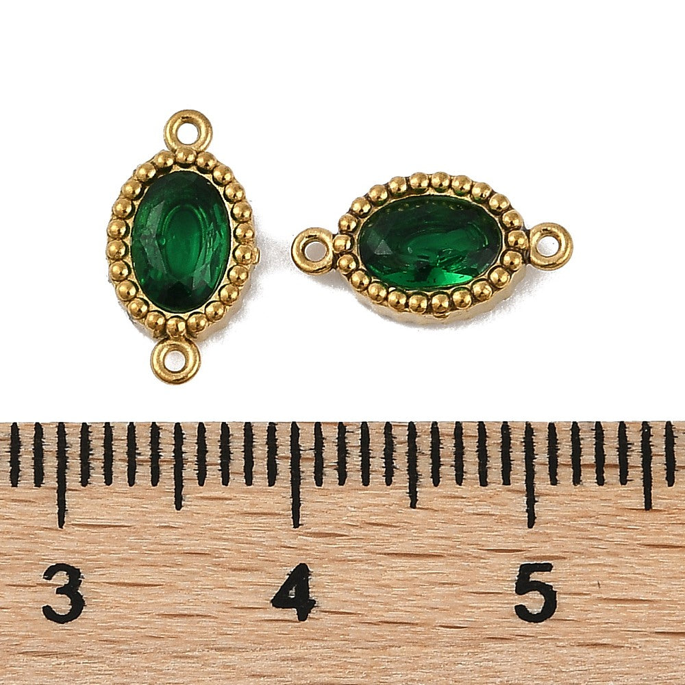 18k Gold Ion Plated Stainless Steel Assorted Cubic Zirconia Connector Charm