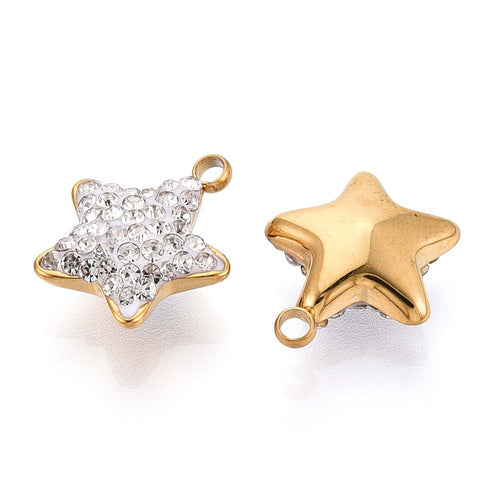 18k Gold Plated Stainless Steel Rhinestone Star Charm