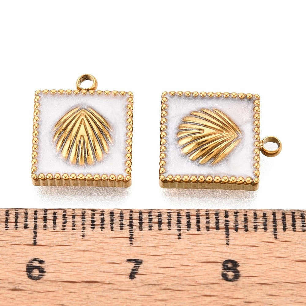 18k Gold Ion Plated Stainless Steel Seashell Charm