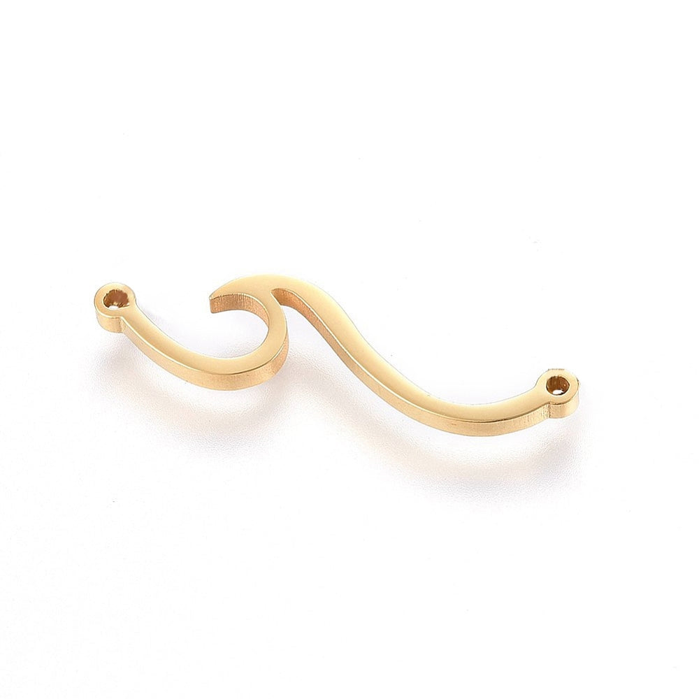 18k Gold PVD Stainless Steel Wave Connector Charm