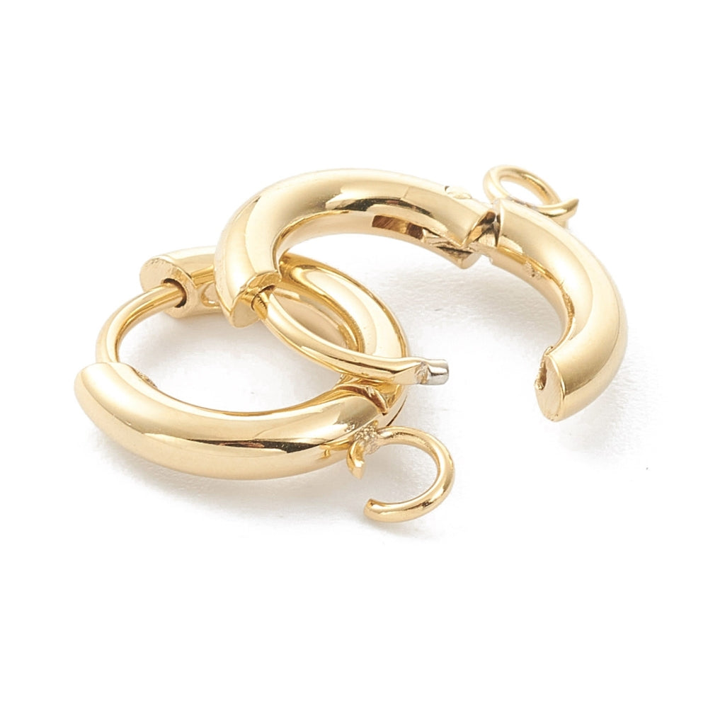 24k Gold Plated Stainless Steel Charm Huggie Earrings