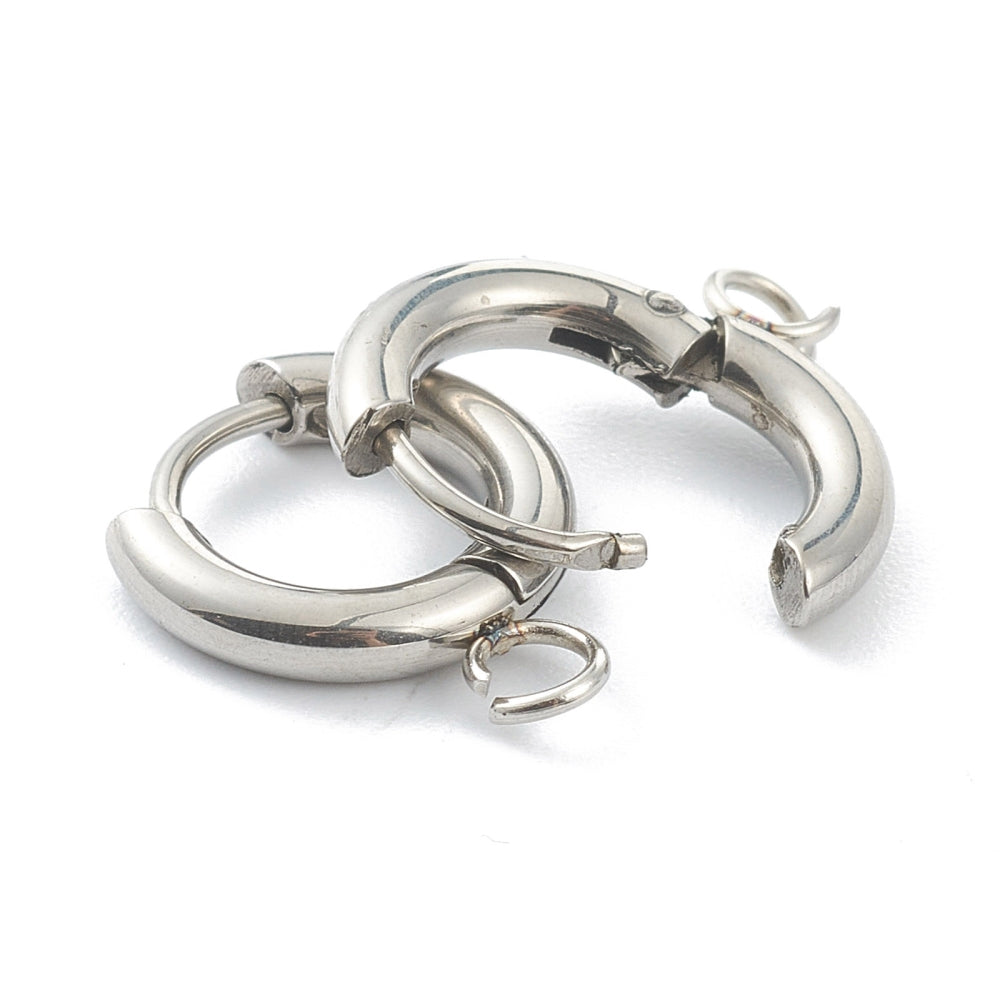 Silver Stainless Steel Charm Huggie Earrings