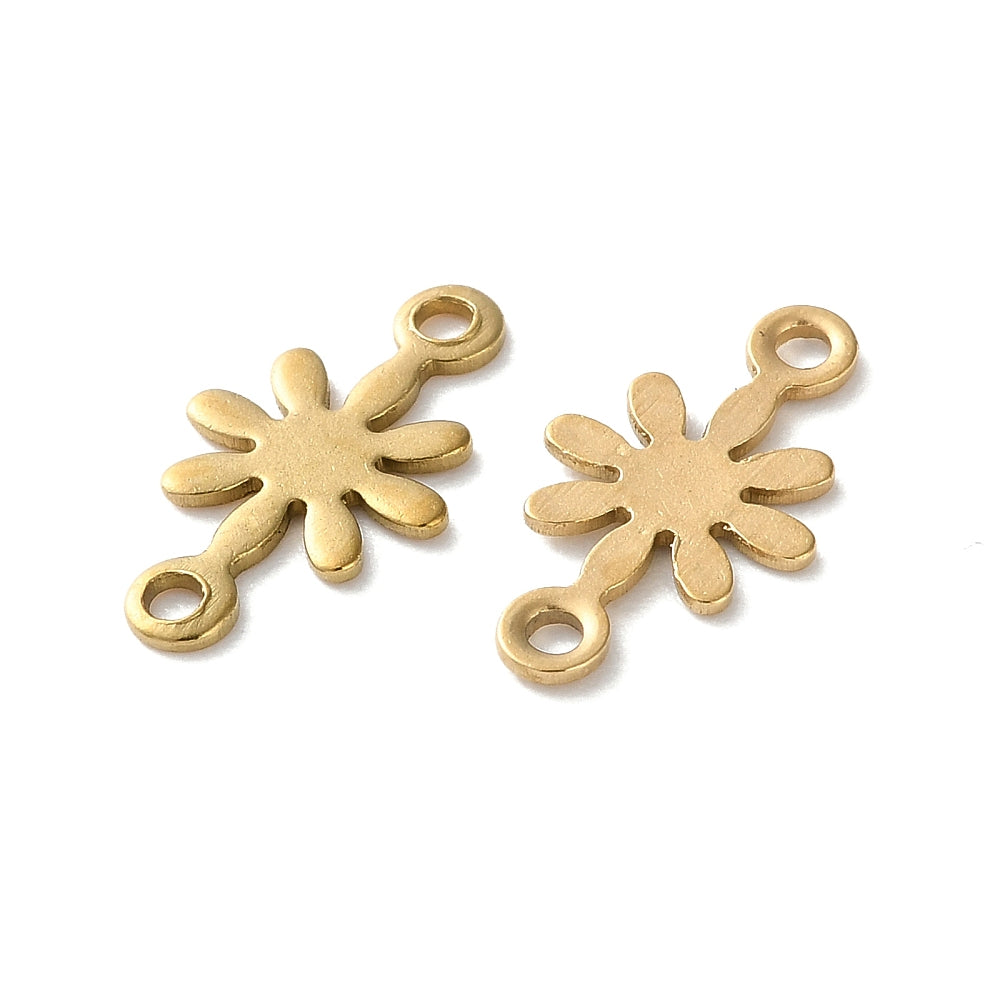 18k Gold Ion Plated Stainless Steel Flower Connector Charm