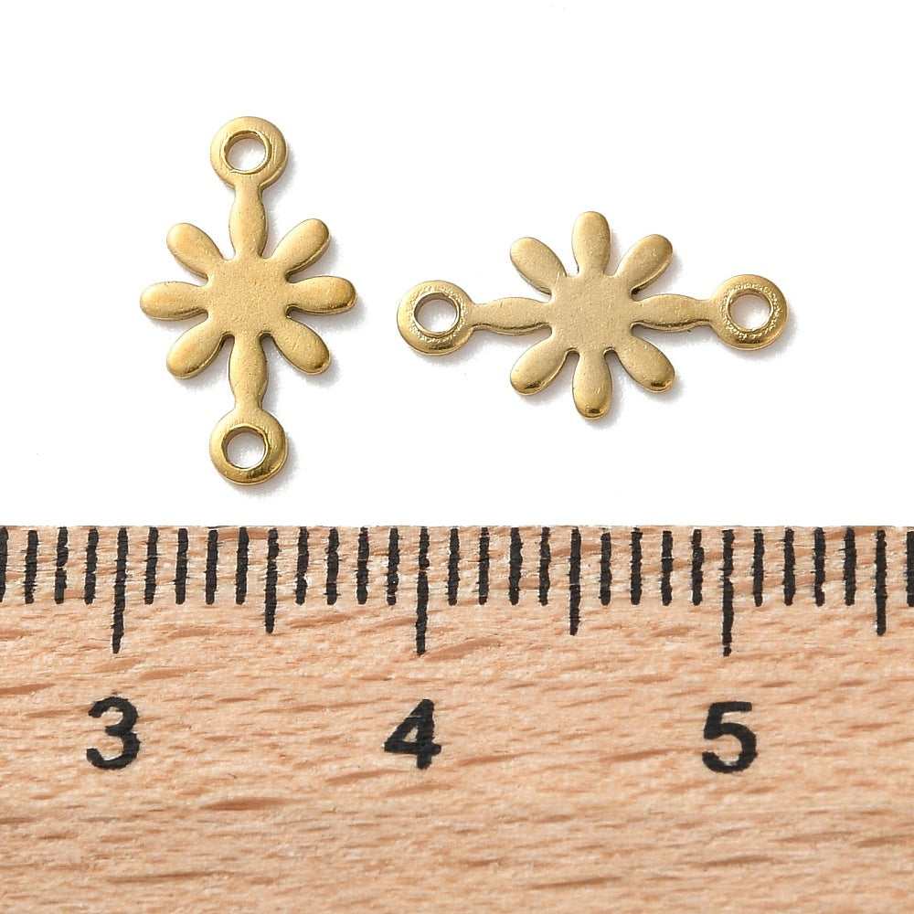 18k Gold Ion Plated Stainless Steel Flower Connector Charm