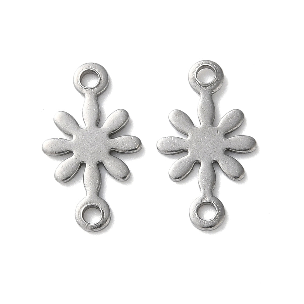 Silver Stainless Steel Flower Connector Charm