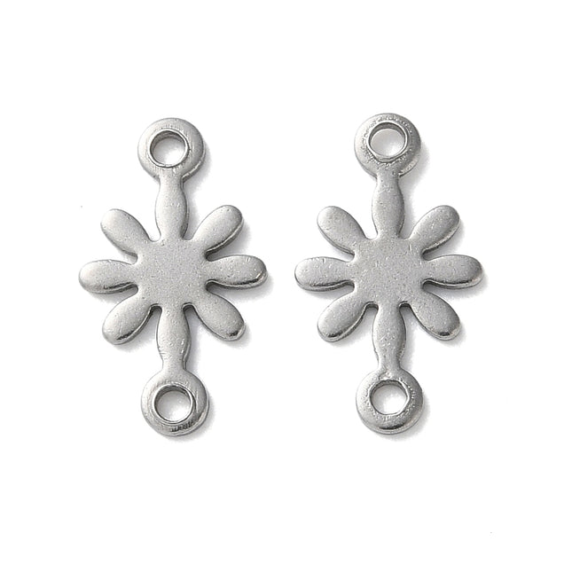 Flower Silver Connector Charm